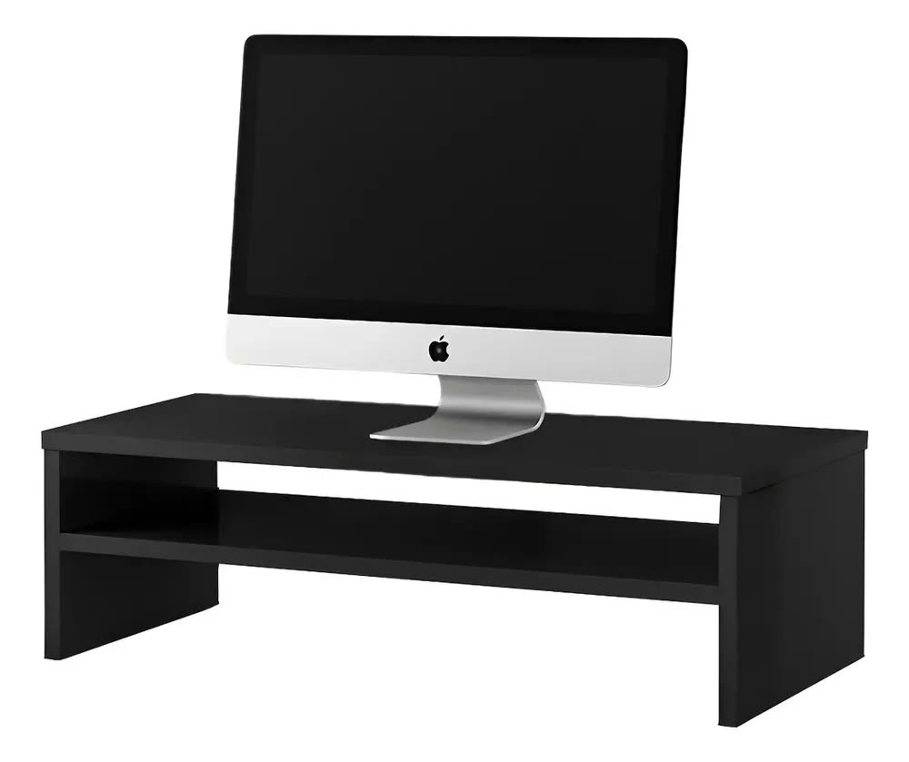 Suporte Para Monitor Mesa Ergonômico Mdf Black Piano Preto