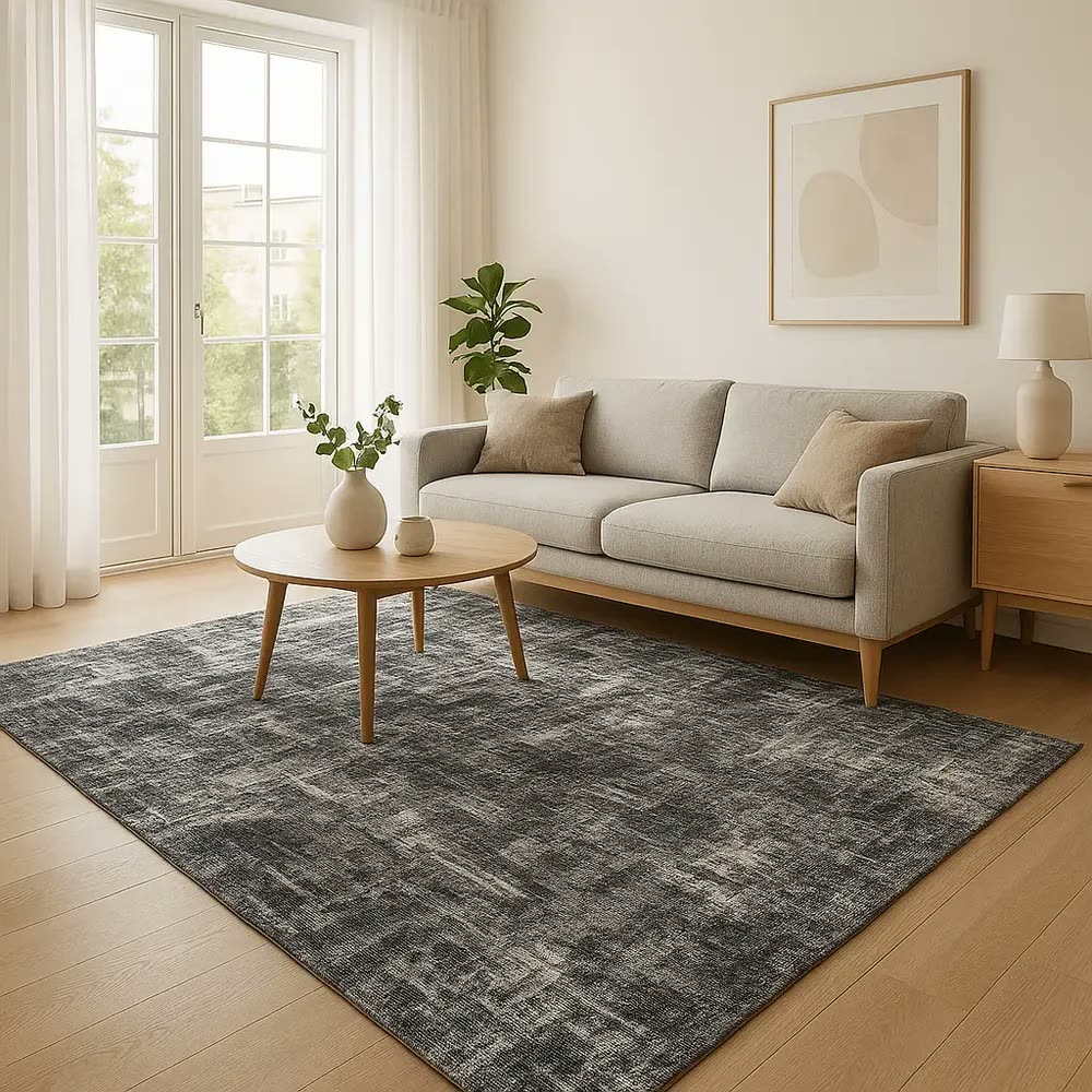 Tapete Sala Quarto Jacquard Grande 200x150 Algodão Antiderrapante Cinza Encantalar
