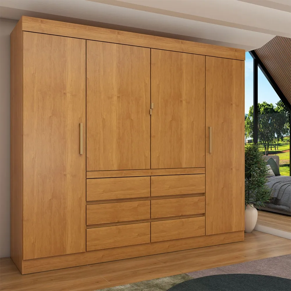 foto de Guarda roupa Casal Luxúria 4 Portas 6 Gavetas Cinamomo