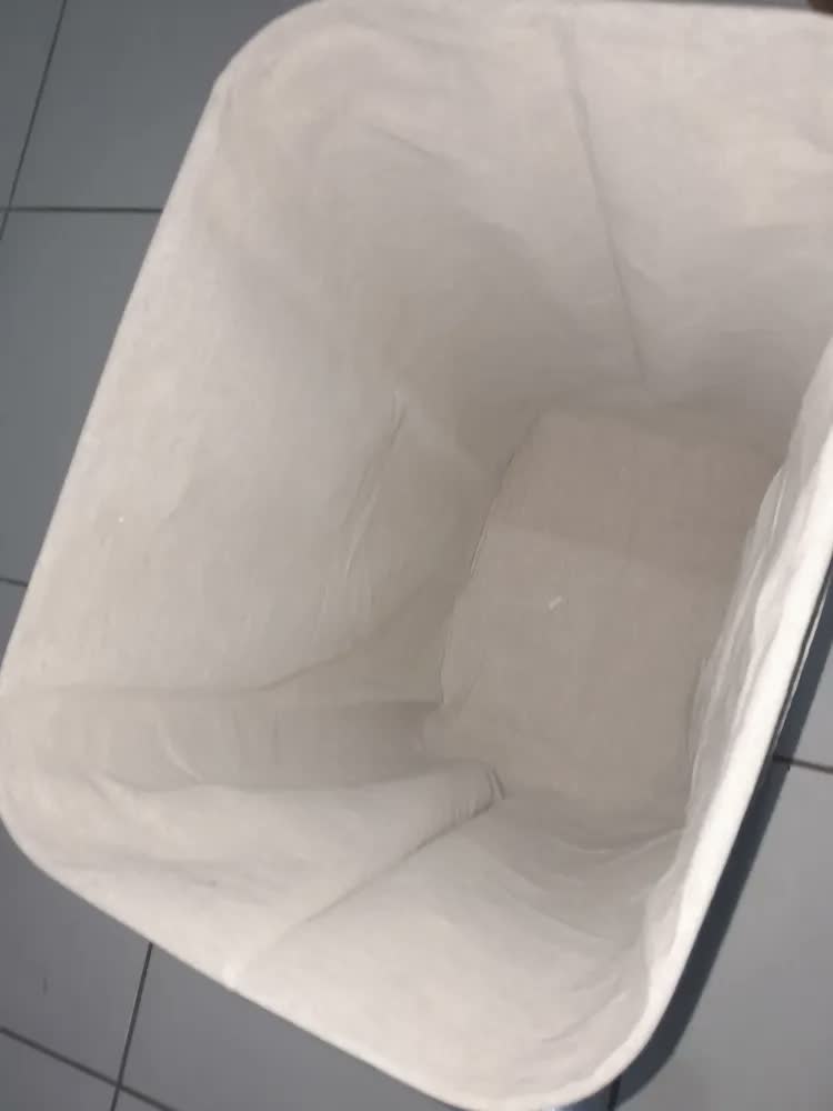 foto de Cesto Roupa Suja Bebe Retangular Bambu Banheiro Com Forro