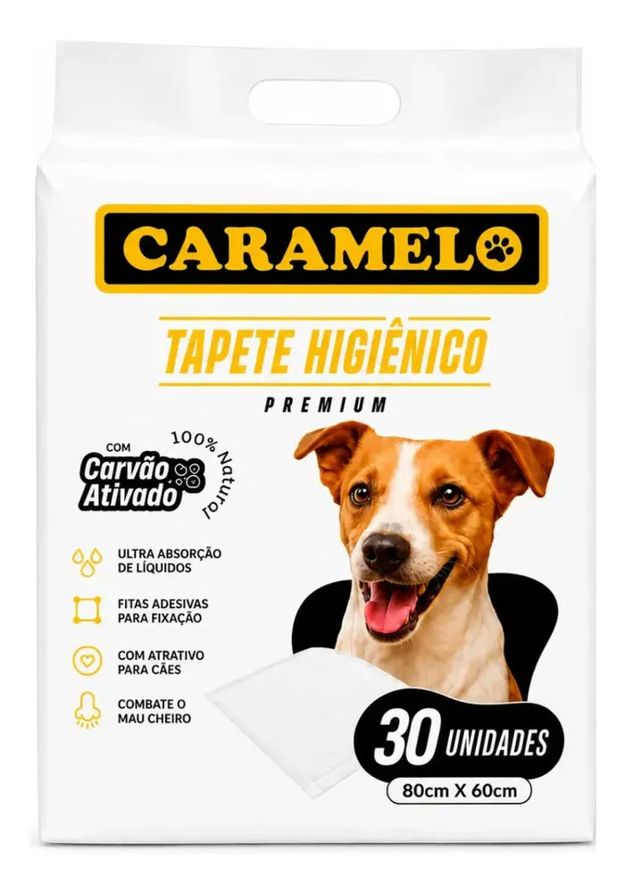Tapete Higiênico com Carvão Ativado 30 Unidades 80x60 - Caramelo
