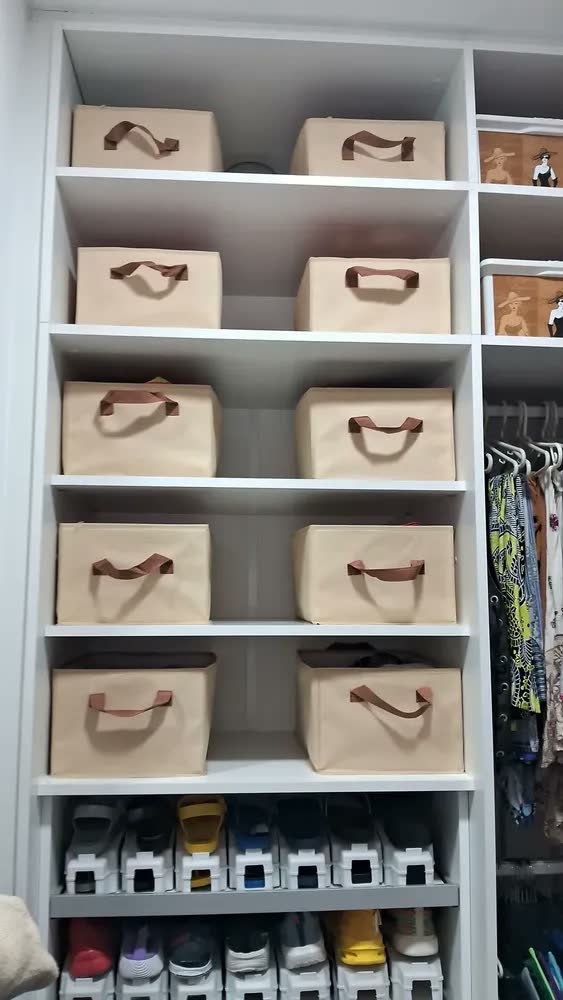 foto de Kit 5 Cesto Caixa Organizadora Dobrável Guarda Roupa Grande
