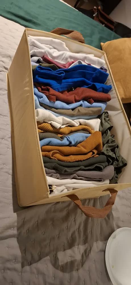 foto de Kit 5 Cesto Caixa Organizadora Dobrável Guarda Roupa Grande