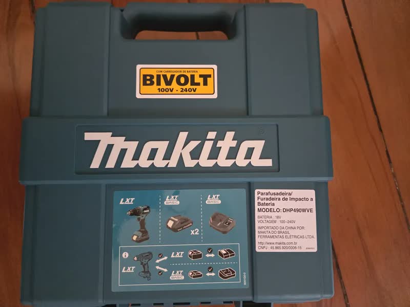 foto de Parafusadeira Furadeira Impacto 18v 2 Baterias Maleta Makita Azul-marinho