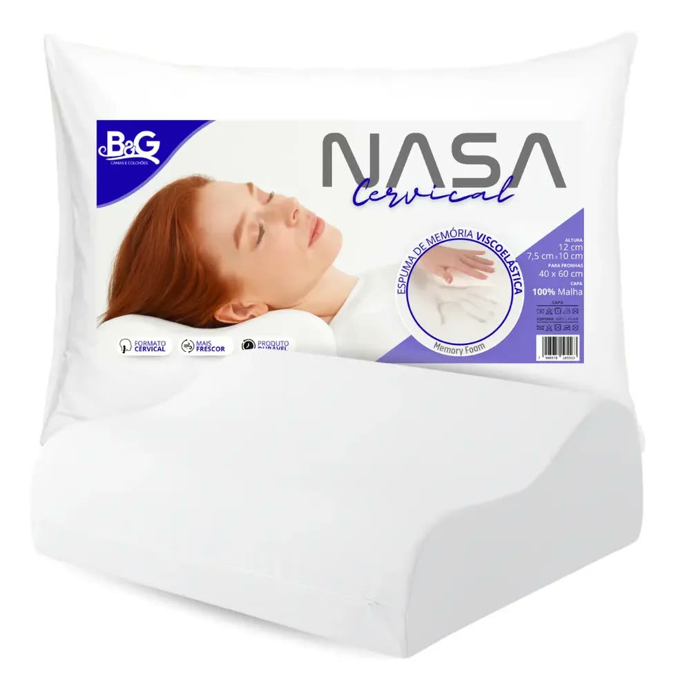 foto de Travesseiro Nasa Onda Cervical Ortopédico Macio Ergonômico para fronhas 45x65cm Suporte B&G - Premium