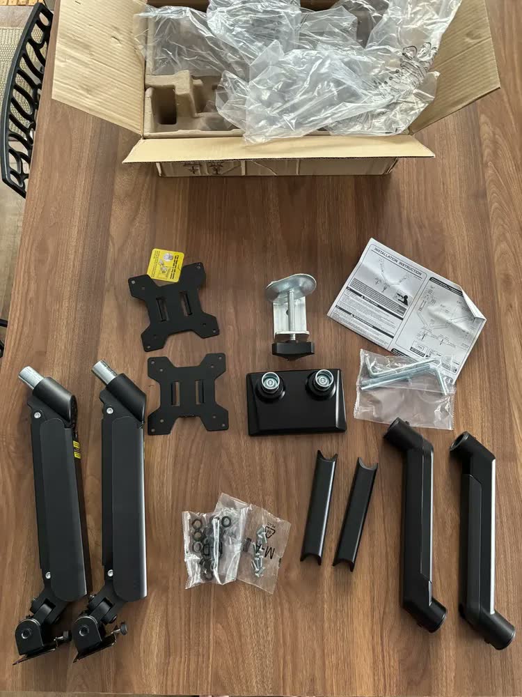 foto de Suporte Monitor Duplo Articulado Vesa Para Mesa 2 Monitores