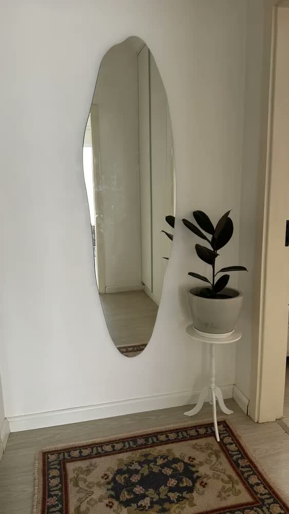 foto de Espelho Organico 170cm Polido Led Branco Frio 6000k Moderno Quarto Sala Hall Closet Decorativo Iluminação Embutida Bivolt Design Linha Premium 127v/220v Vmex