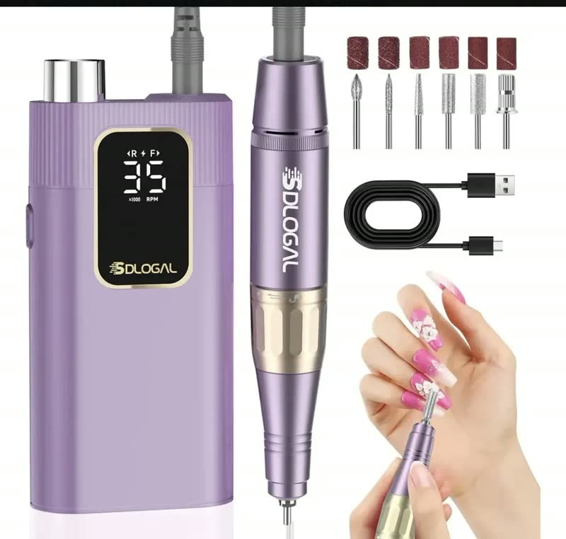 foto de Lixadeira Motor Unhas Nail Drill Elétrica Portátil 35000rpm