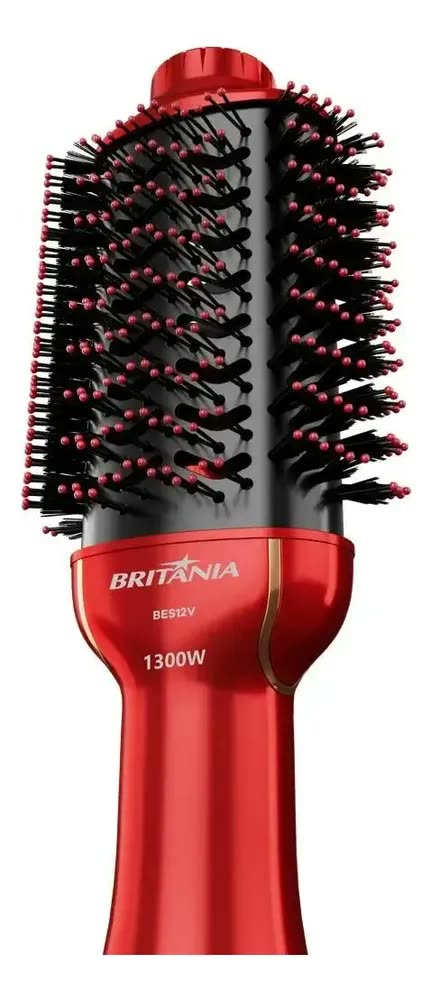 Escova Secadora Britânia Soft BES12 Bivolt 1300W Vermelha Alisadora Modeladora Secador 4 em 1 Alta Potência