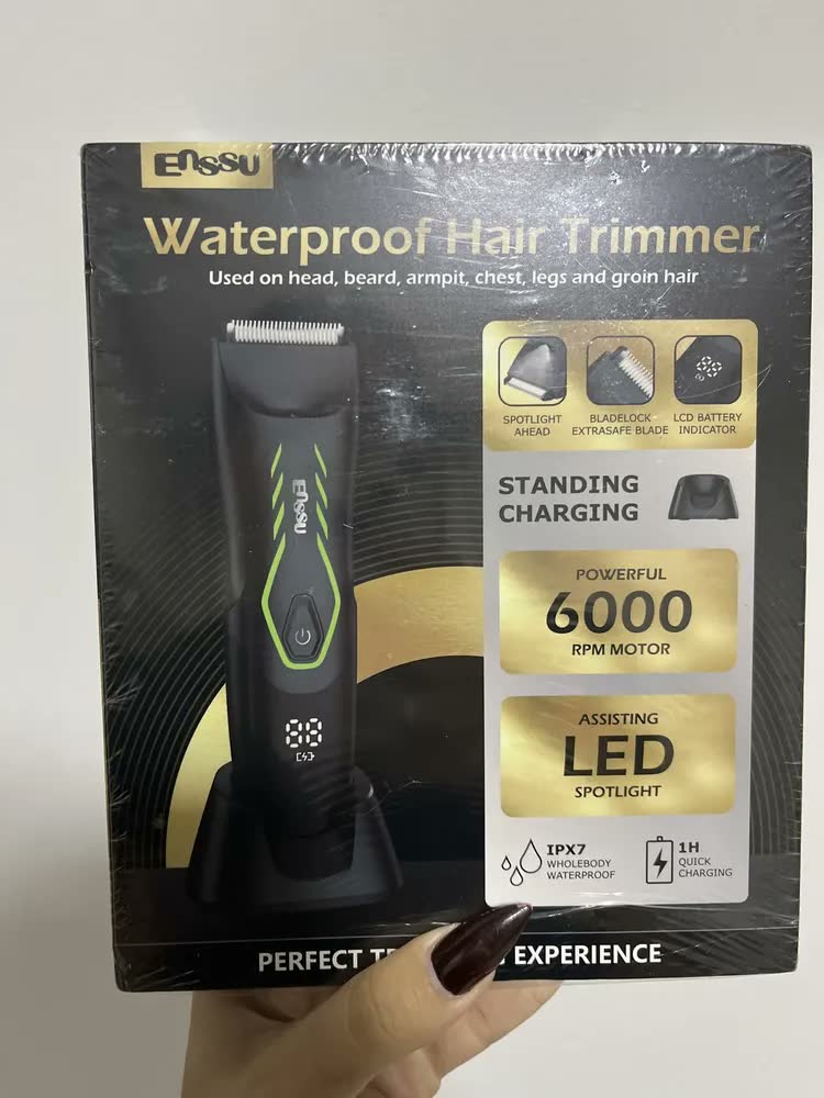 foto de Aparador de Pelos Masculino Enssu à Prova D'Água Luz LED Preto IPX7