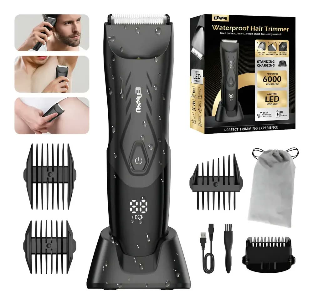 foto de Aparador de Pelos Masculino Enssu à Prova D'Água Luz LED Preto IPX7