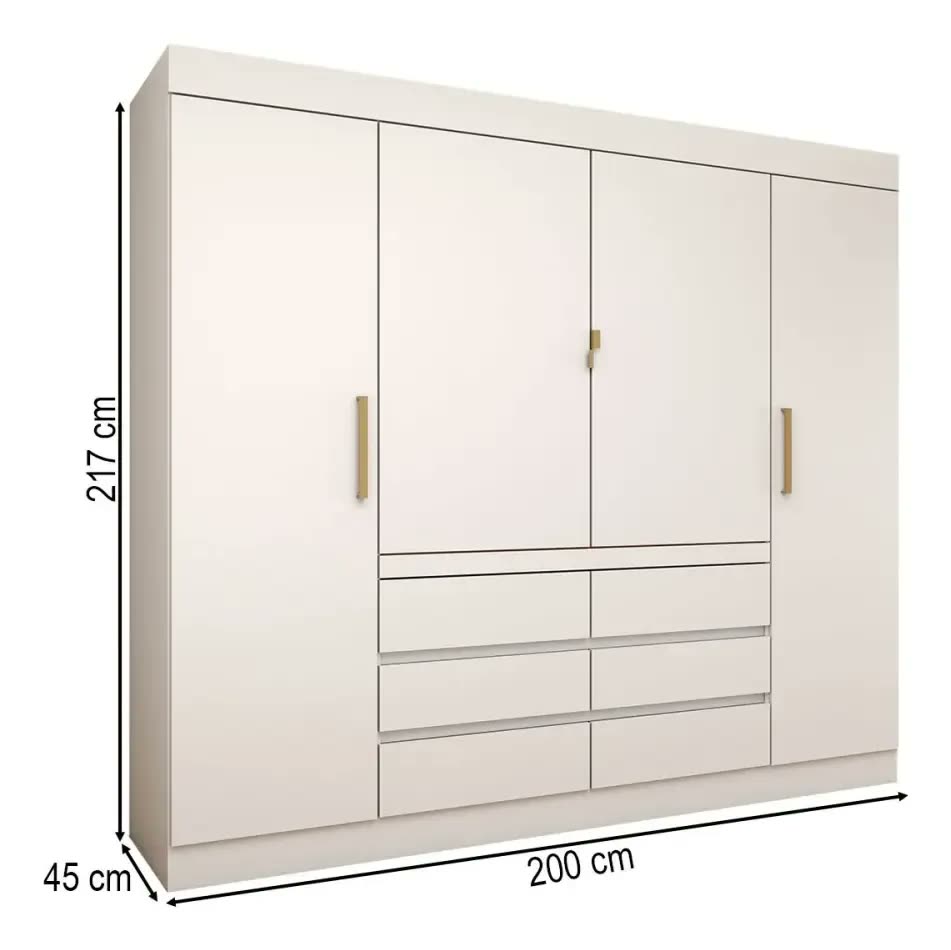 foto de Guarda roupa Casal Luxúria 4 Portas 6 Gavetas Branco