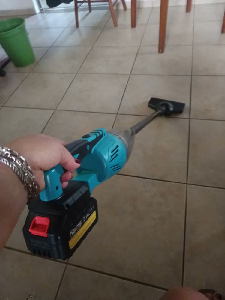 foto de Aspirador de Pó Sem Fio a Bateria 2 em 1 KeIns Carro e Casa 21V 960W Potente com Filtros Reutilizáveis Azul