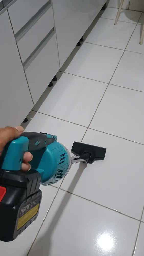 foto de Aspirador de Pó Sem Fio a Bateria 2 em 1 KeIns Carro e Casa 21V 960W Potente com Filtros Reutilizáveis Azul