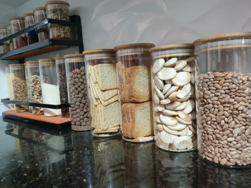 foto de Kit 3 Pote Hermético Vidro 1000ml Tampa De Bambu Mantimentos Alimentos Muug