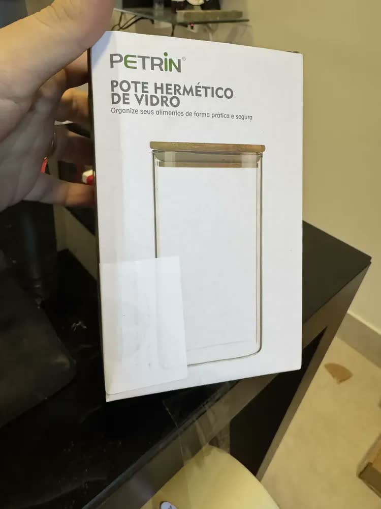 foto de Kit 3 Pote Hermético Vidro 1000ml Tampa De Bambu Mantimentos Alimentos Muug