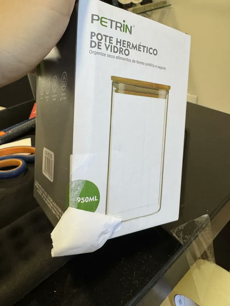 foto de Kit 3 Pote Hermético Vidro 1000ml Tampa De Bambu Mantimentos Alimentos Muug