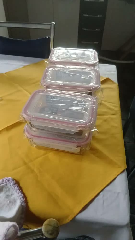 foto de Pote Vidro 1040ml Hermético Com Travas E Silicone Removível Transparente