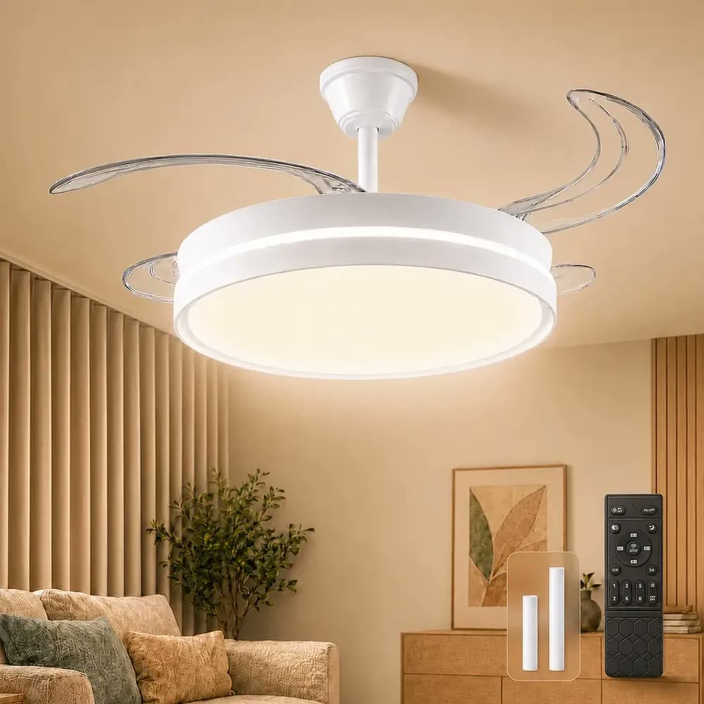 foto de Ventilador de Teto Com Luz LED, Ventilador de Teto Retrátil 42