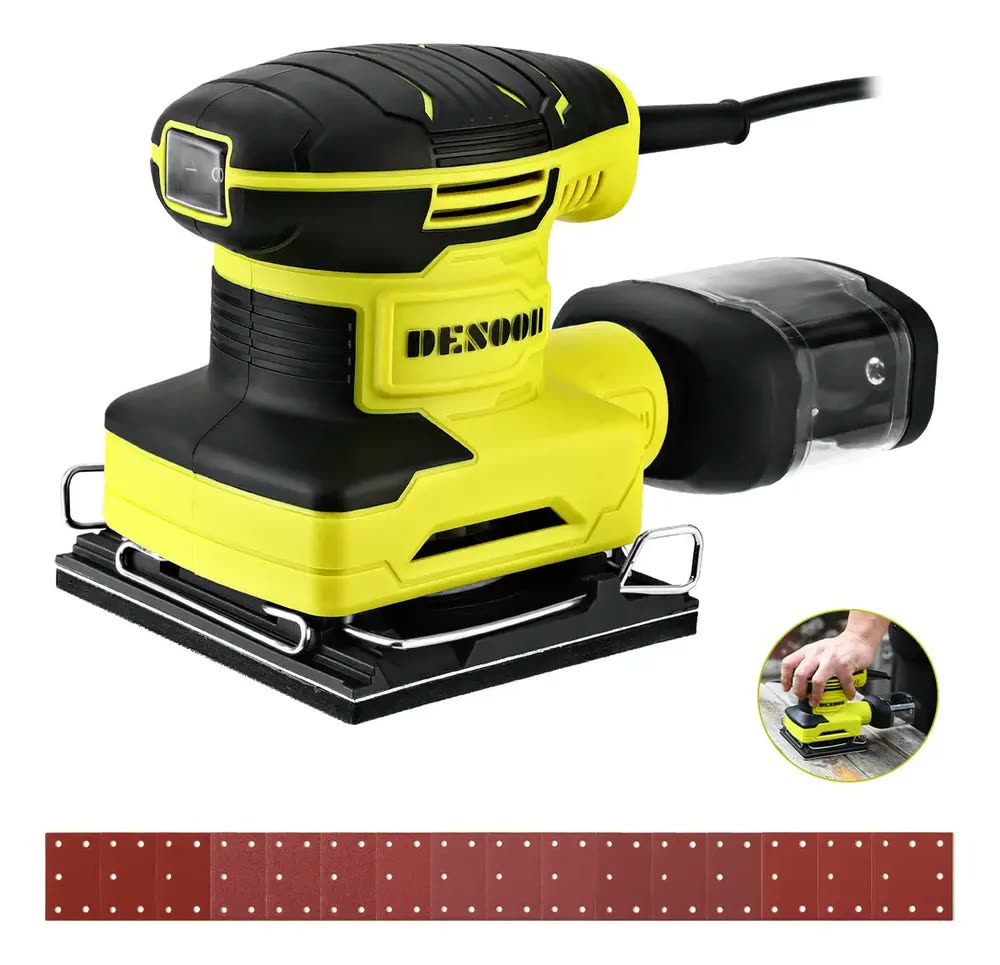 Lixadeira Orbital Elétrica 300W Profissional para Madeira e Metal com de 16 Lixas