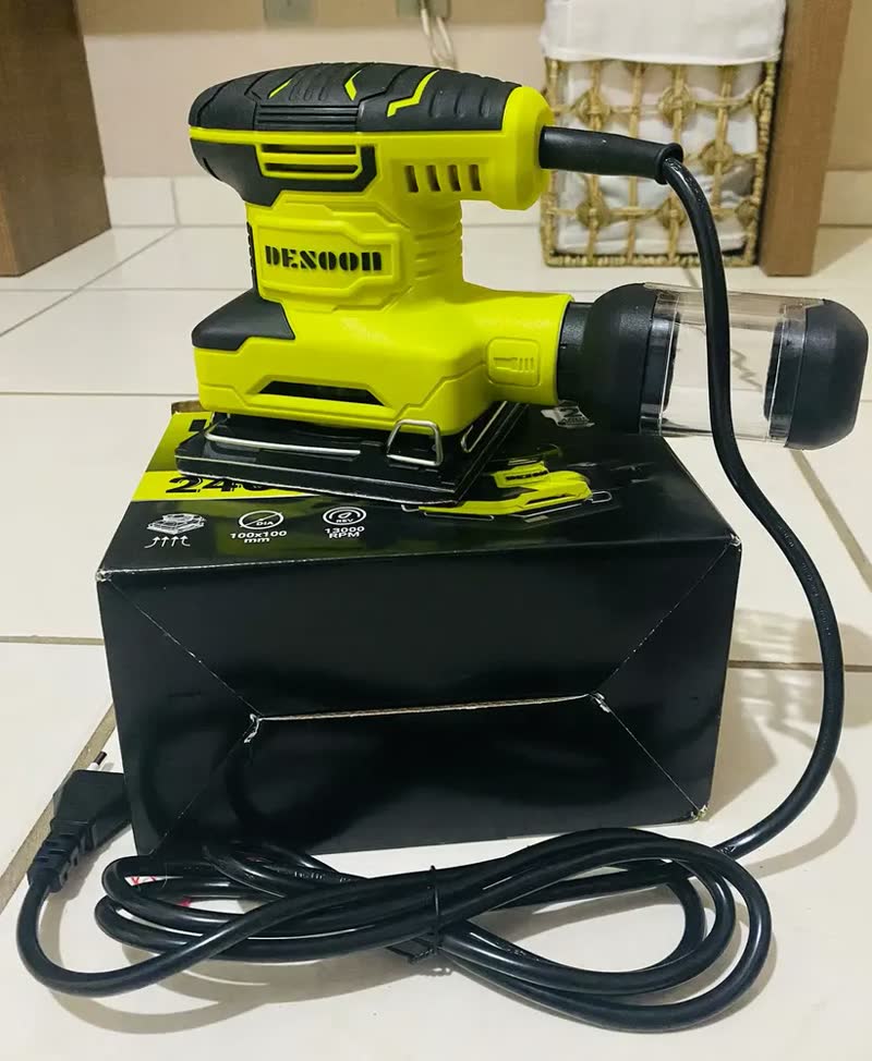 foto de Lixadeira Orbital 300w Profissional Elétrica 13000Rpm Com Coletor De Pó Removivel 16 Pcs Lixa Para Madeira Metal E Pintura Desoon