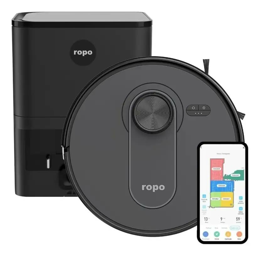 Robô Aspirador - Ropo Vision Pro com IA-3D Scan estação de recarga autolimpante sucção de 5500Pa