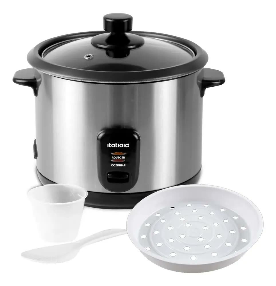 Panela De Arroz Elétrica 10 Xícaras 1.8 Litros Prateado