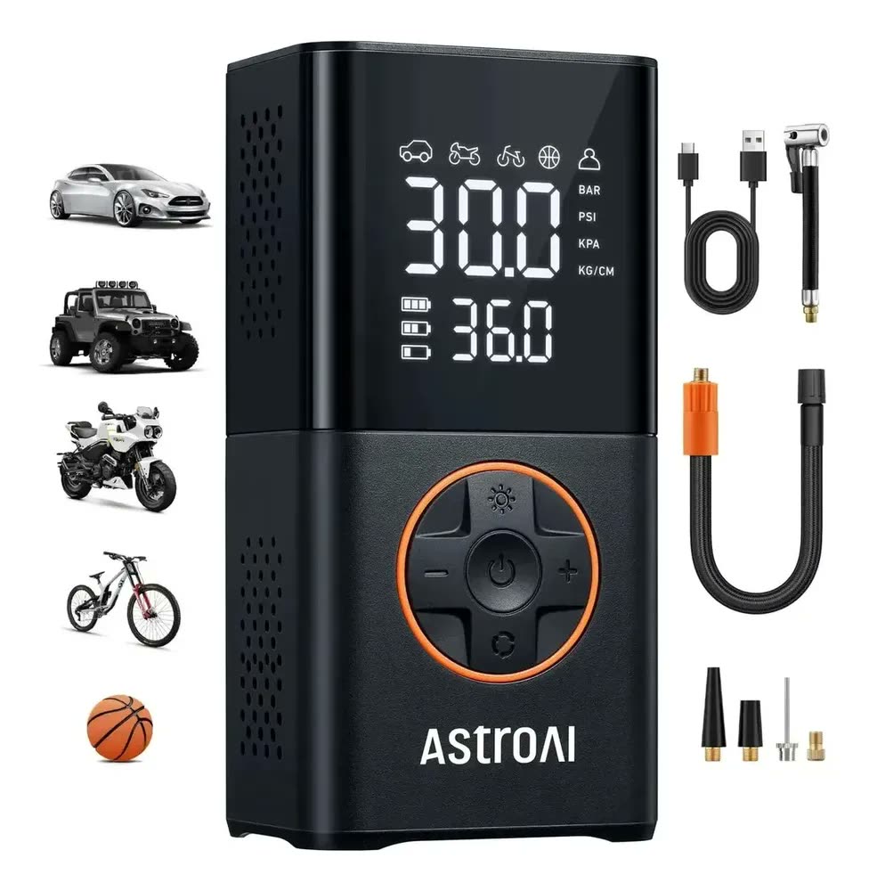 foto de Calibrador Pneu Compressor Ar Multifuncional Car Air Pump Digital 150PSI Com Visor Para Carro Moto Bike AstroAI
