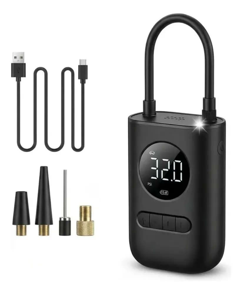 Compressor de Ar Portátil Digital USB-C P/ Carro Moto Bike