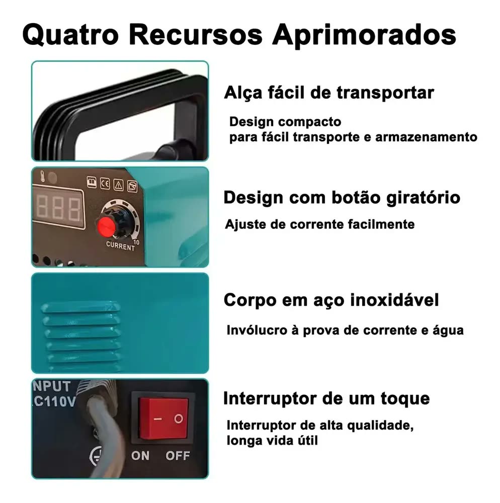 Máquina Solda Inversora Profissional Portátil E Potente Eletrica Eletrodo Mma Frequência 50/60 Hz