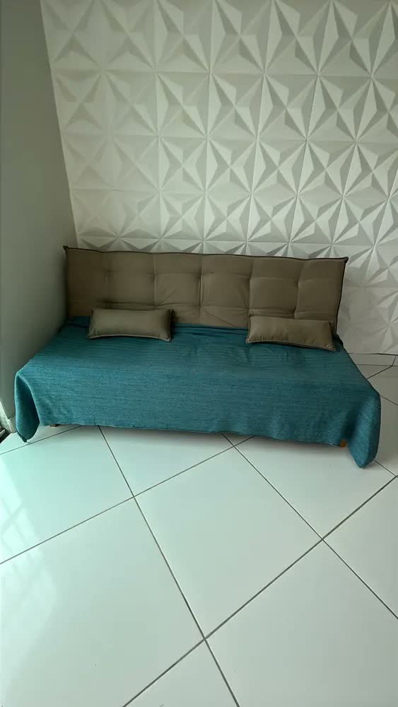 foto de Sofá Cama 140 Marrom Conforto Divino Retrátil Moderno Camurça Pés Madeira Maciça
