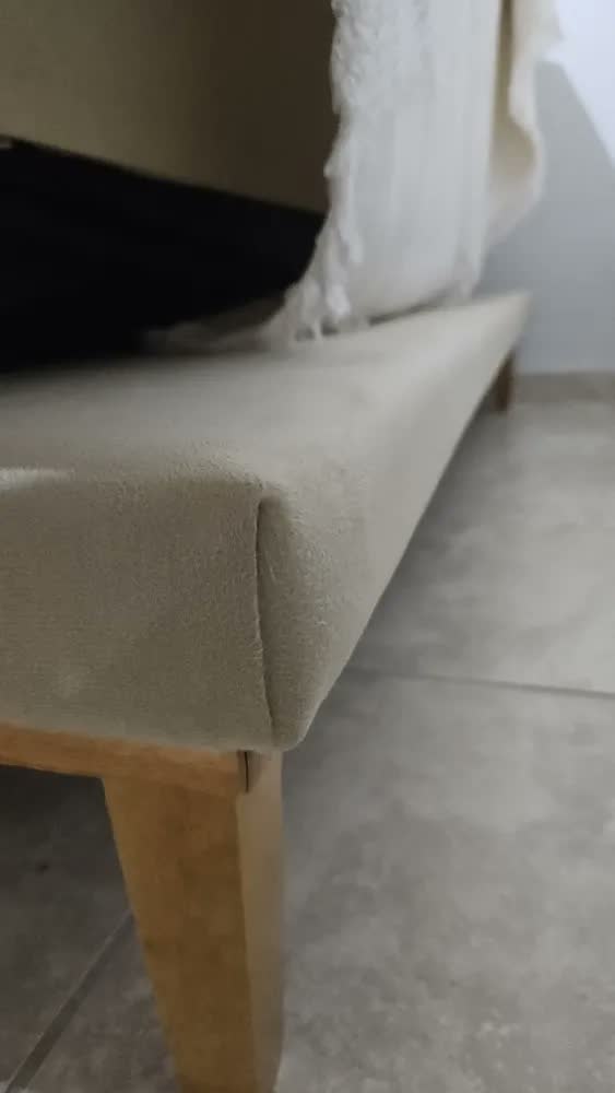 foto de Sofá Cama 140 Marrom Conforto Divino Retrátil Moderno Camurça Pés Madeira Maciça