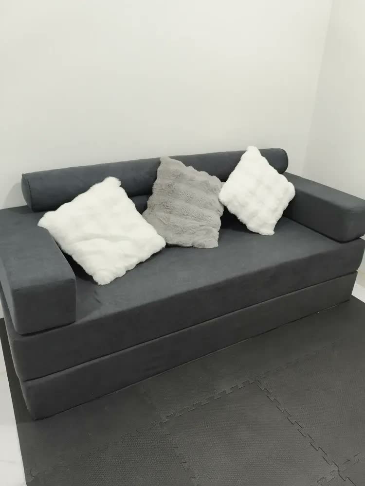 foto de Sofá Cama Casal 3 Lugares Retrátil Moderno Reclinável Boucle