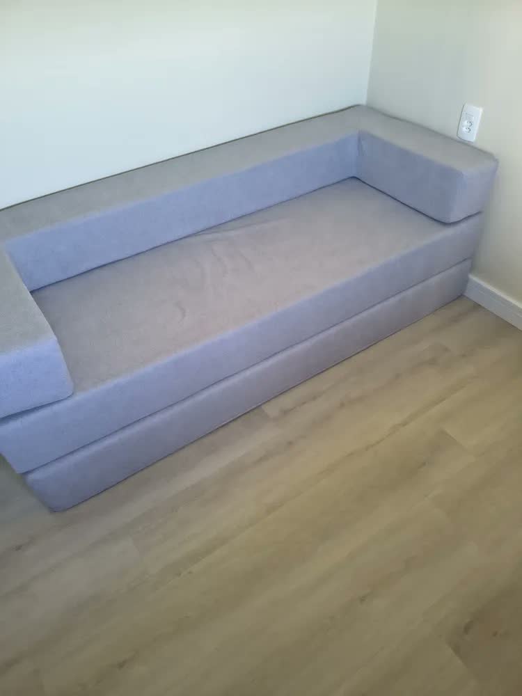 foto de Sofá Cama Casal 3 Lugares Retrátil Moderno Reclinável Boucle