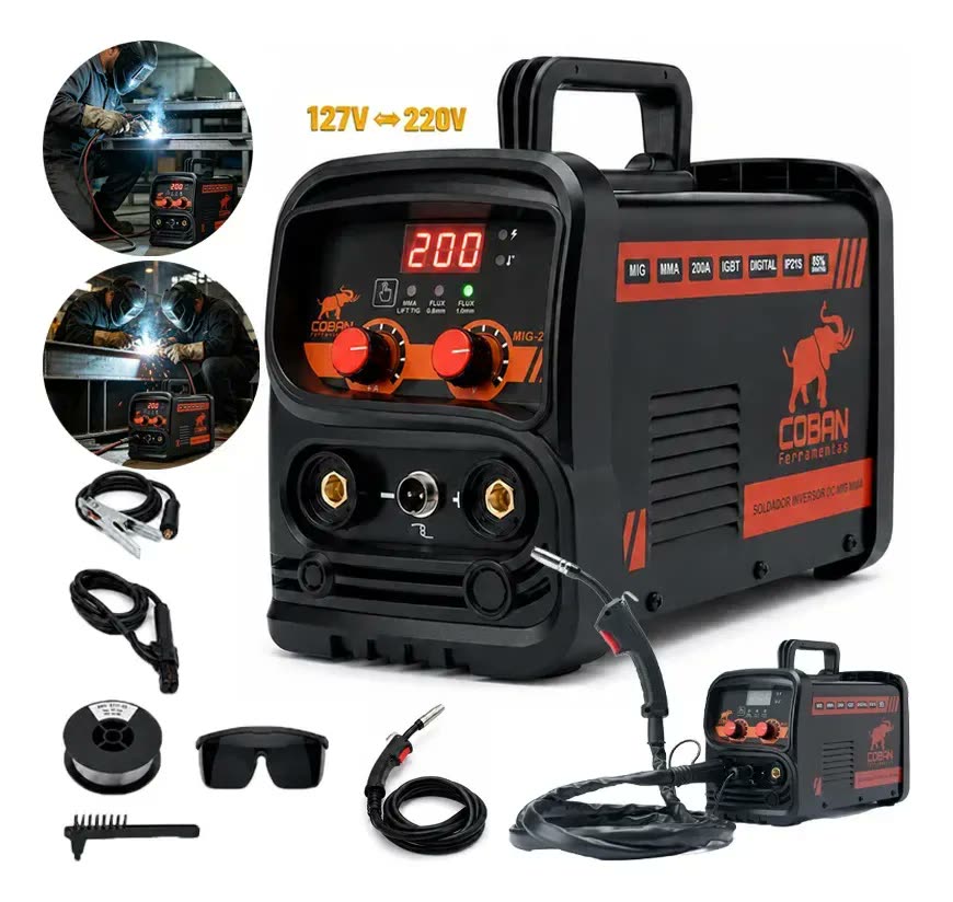 Máquina De Solda Mig 200a Bivolt Mma Eletrodo Tig Lift Smart Preto