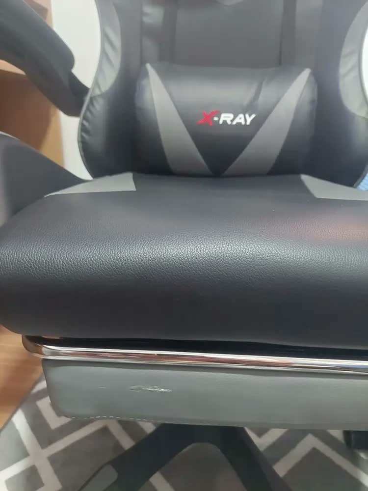 foto de Cadeira Gamer Profissional Reclinável Apoio De Pés X-ray Top Cor Rosa Material Do Estofamento Couro Sintético