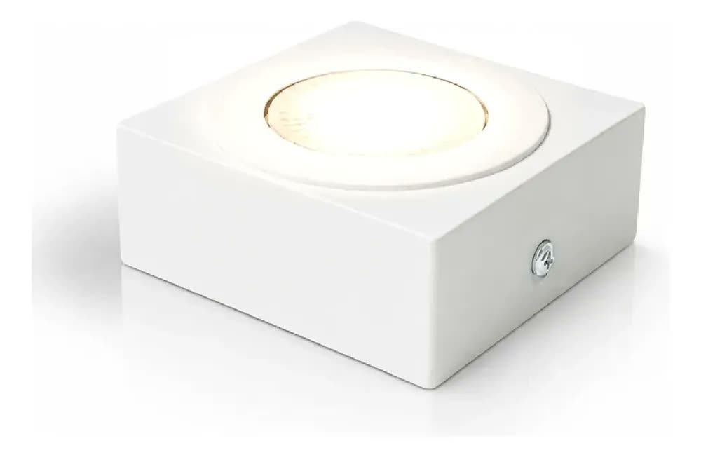 Kit 3 Spot Beiral de Sobrepor com Led Incluso de teto 3000k Quadrado Branco Cod: ALUT000672-3 Alut Branco