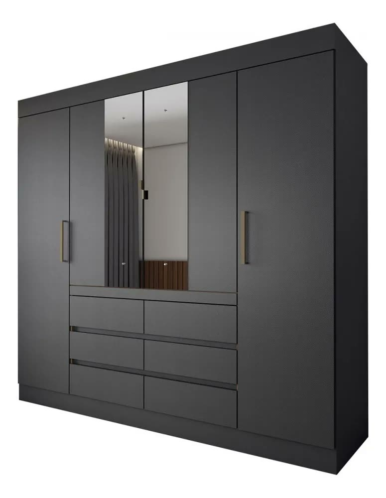 foto de Guarda-roupa Casal Honey 4 Portas 6 Gavetas Com Espelho