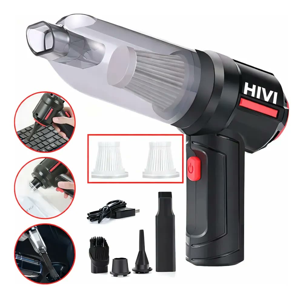 foto de Aspirador de Pó Portátil Sem Fio 3 em 1 para Carro e Escritório USB Hivi
