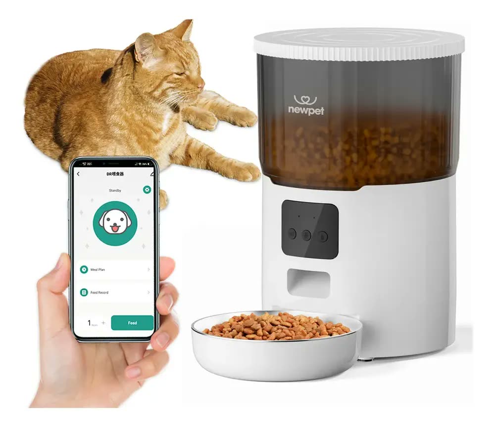 Comedouro Automático NewPet com Gravação de Voz para Cães e Gatos 4L