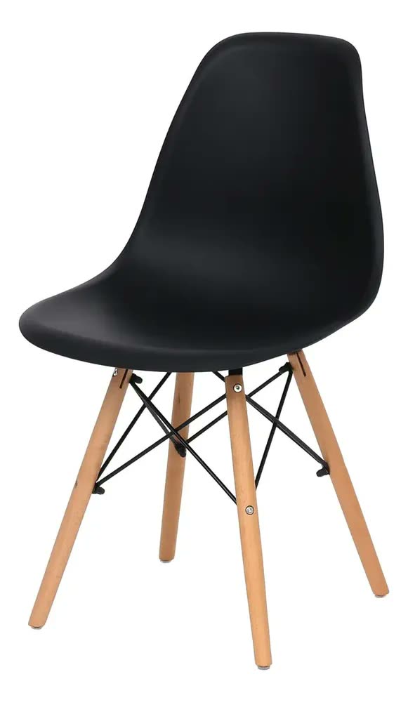 Conjunto Jantar Eames Eiffel Mesa 90cm Preto Com 4 Cadeiras Preto