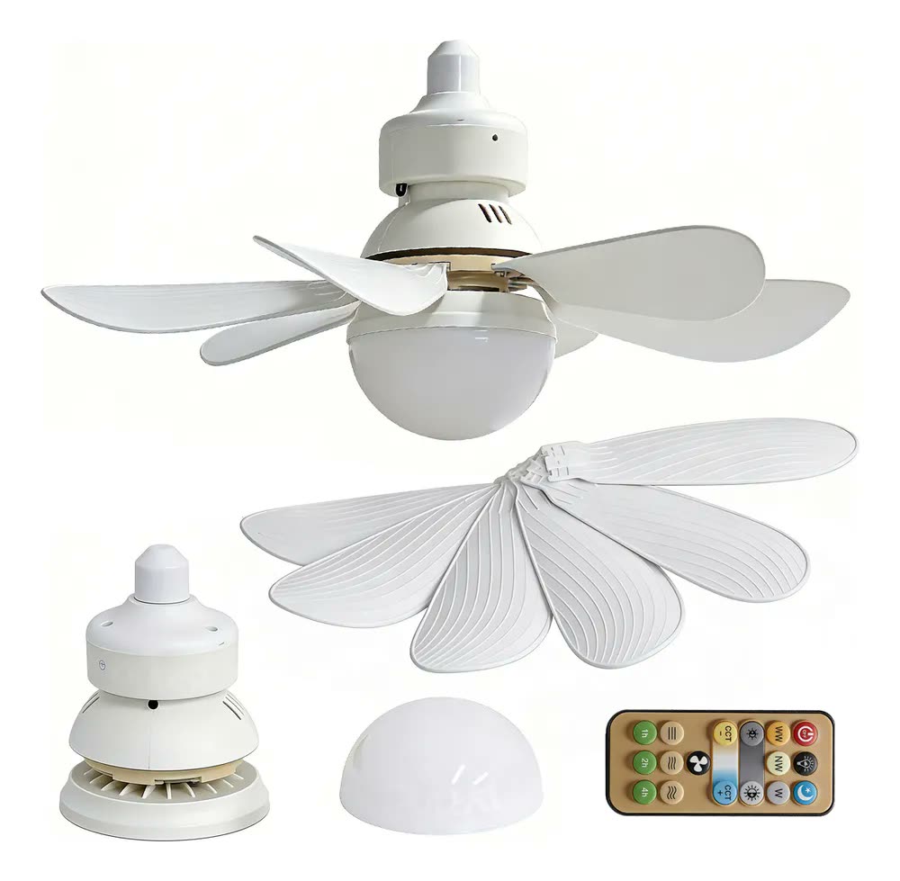 Ventilador Teto Com Lâmpada 60w Silencioso Controle Remoto