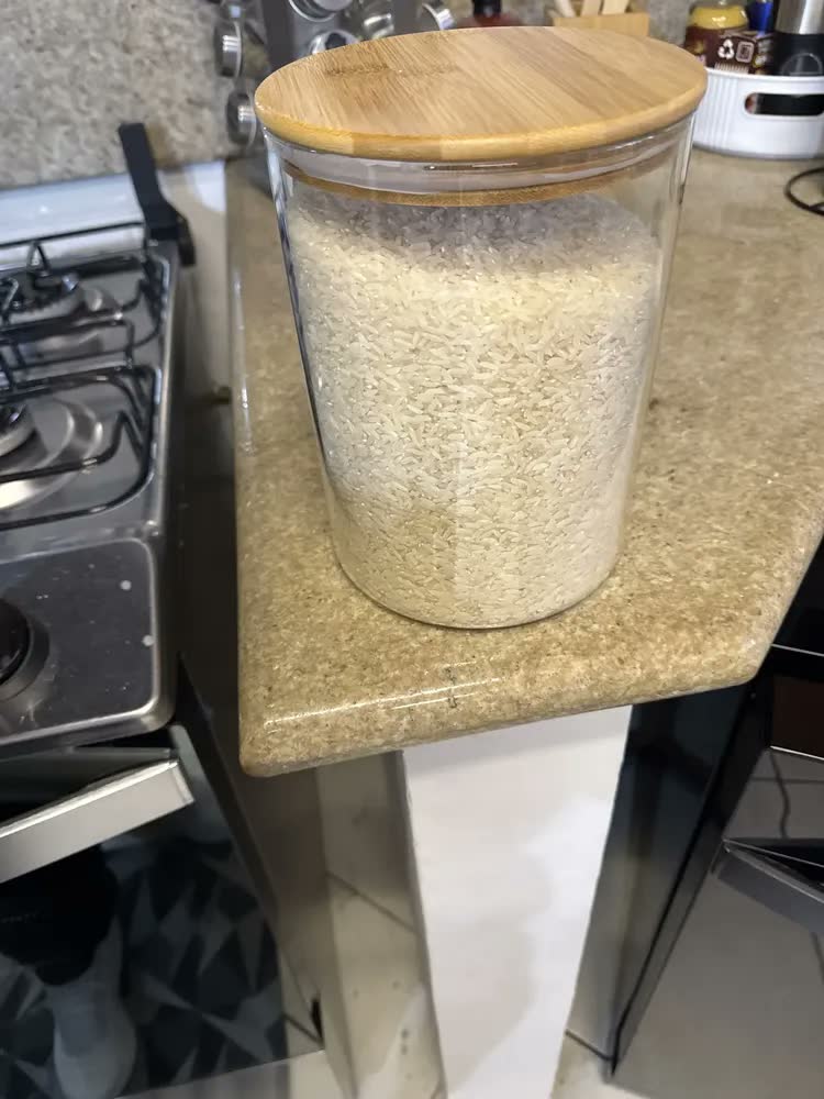foto de Pote De Vidro Com Tampa De Bambu 2,5 Litros Grande Hermetico Cor Transparente