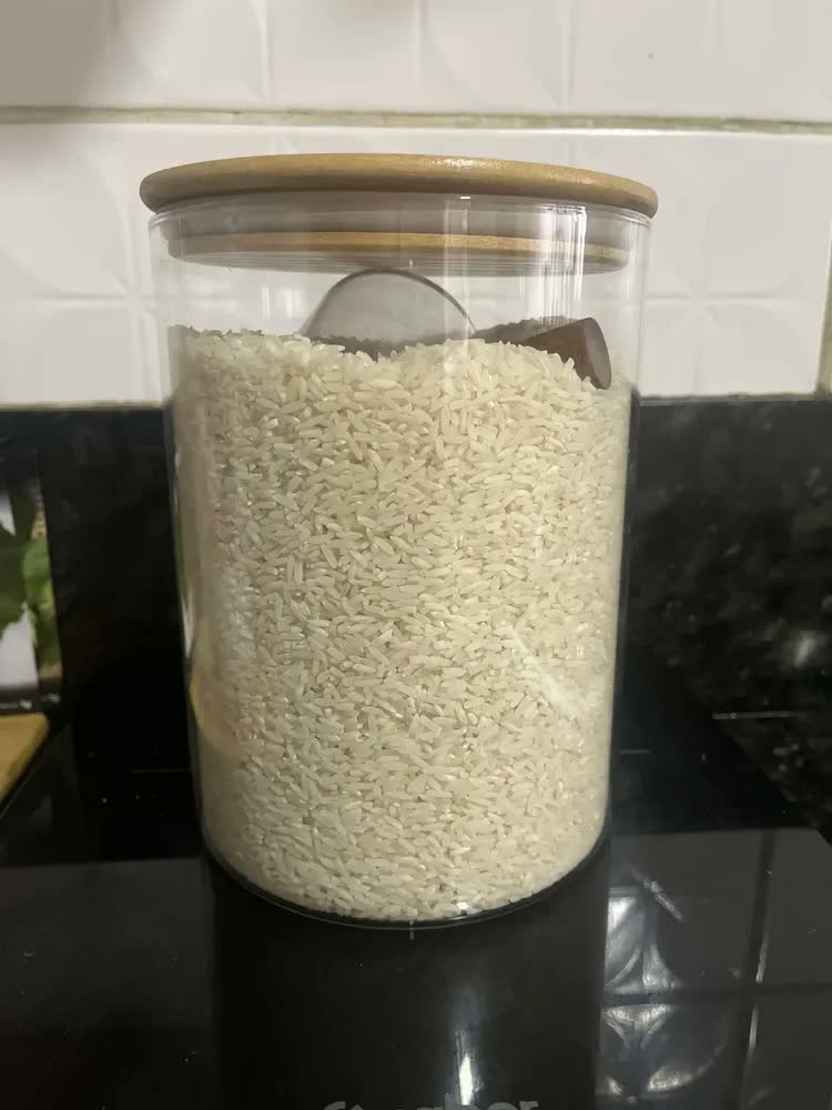 foto de Pote De Vidro Com Tampa De Bambu 2,5 Litros Grande Hermetico Cor Transparente