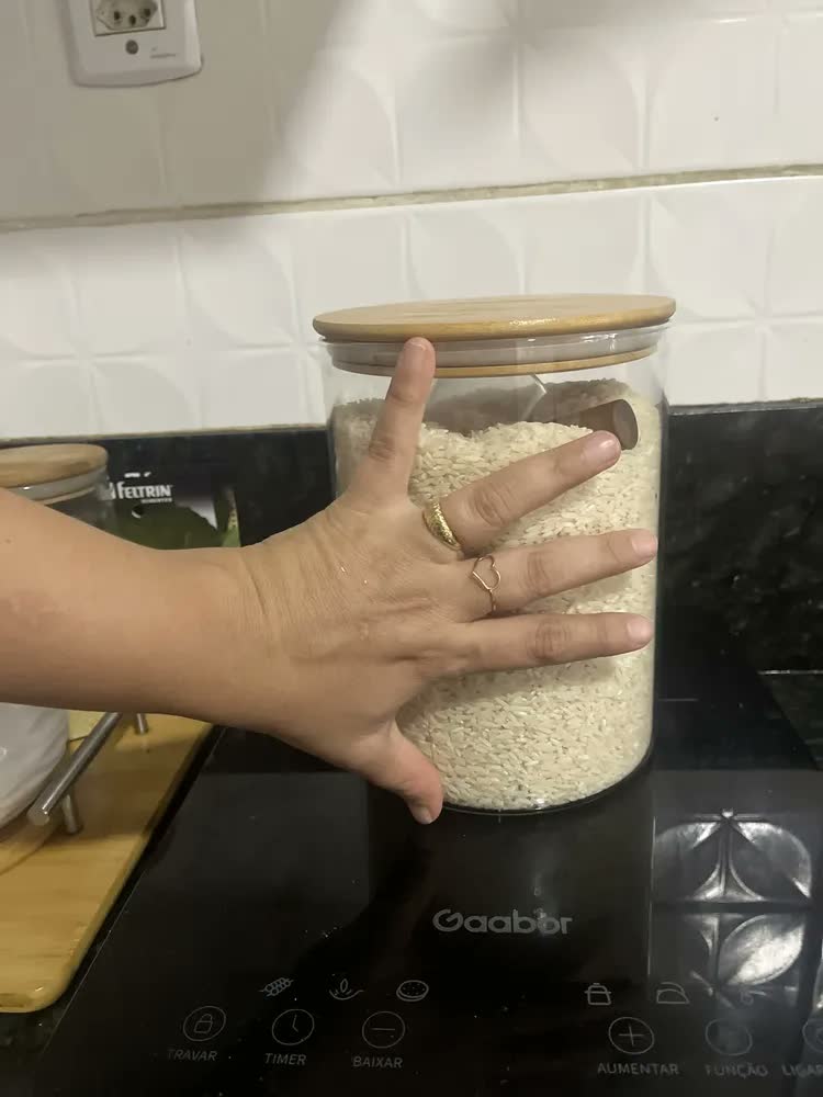 foto de Pote De Vidro Com Tampa De Bambu 2,5 Litros Grande Hermetico Cor Transparente