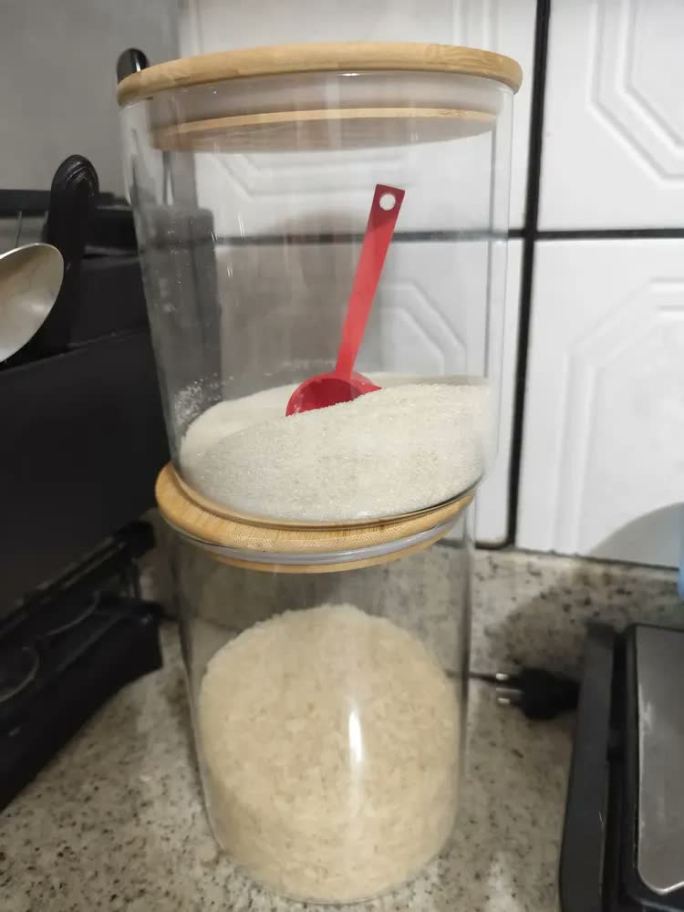 foto de Pote De Vidro Com Tampa De Bambu 2,5 Litros Grande Hermetico Cor Transparente