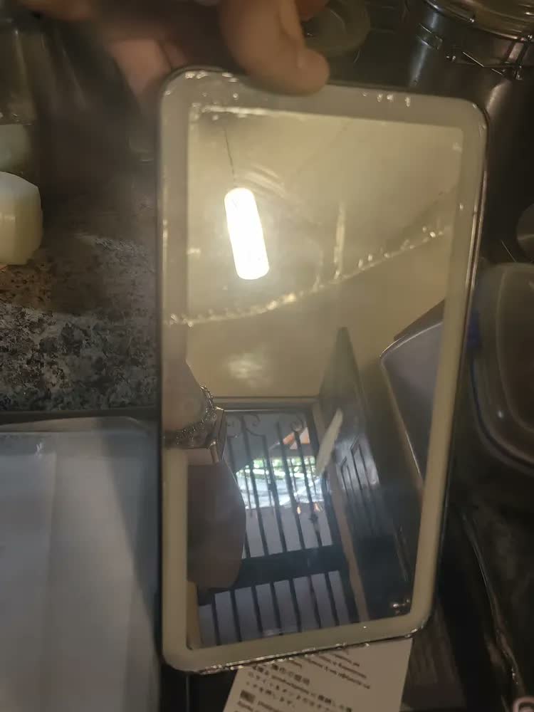 foto de Espelho de Maquiagem LED Retangular para Carro, com 3 Luzes e Base Preta USB-C