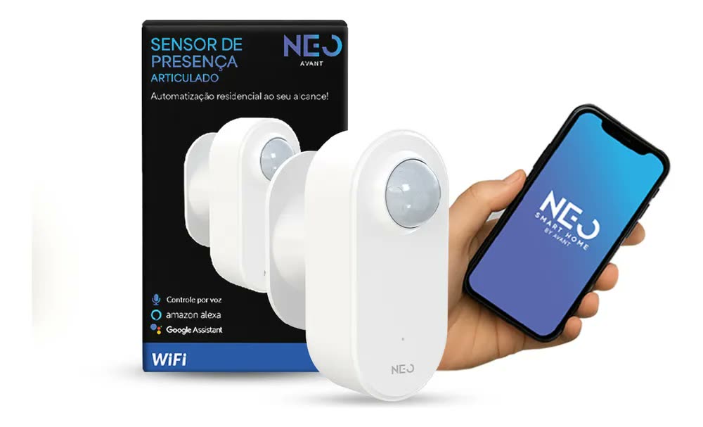 foto de Sensor Presença Articulado 360 Inteligente Wi-Fi 2.4 GHz Bivolt Branco Cod: 291100034 Avant Neo