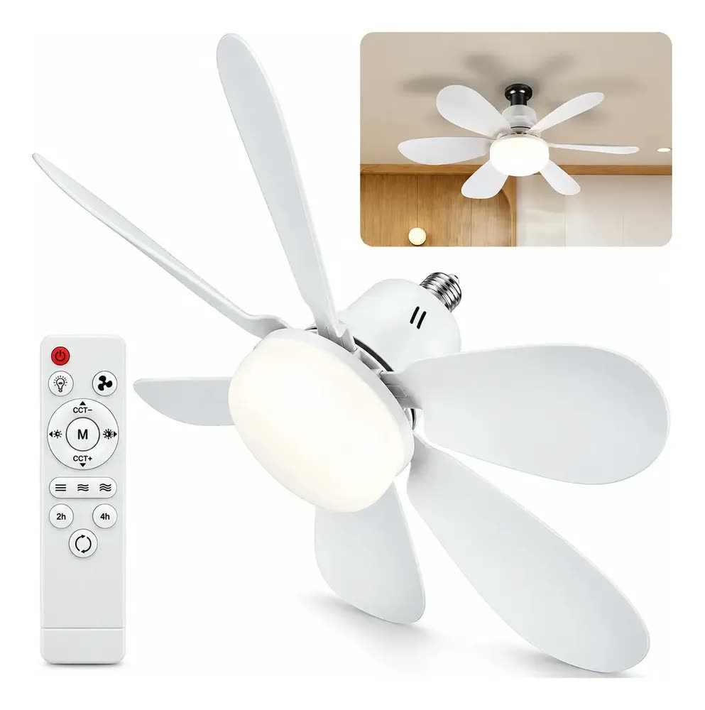Ventilador de Teto Silencioso EX Decor 40W, com Luz LED e Controle Remoto