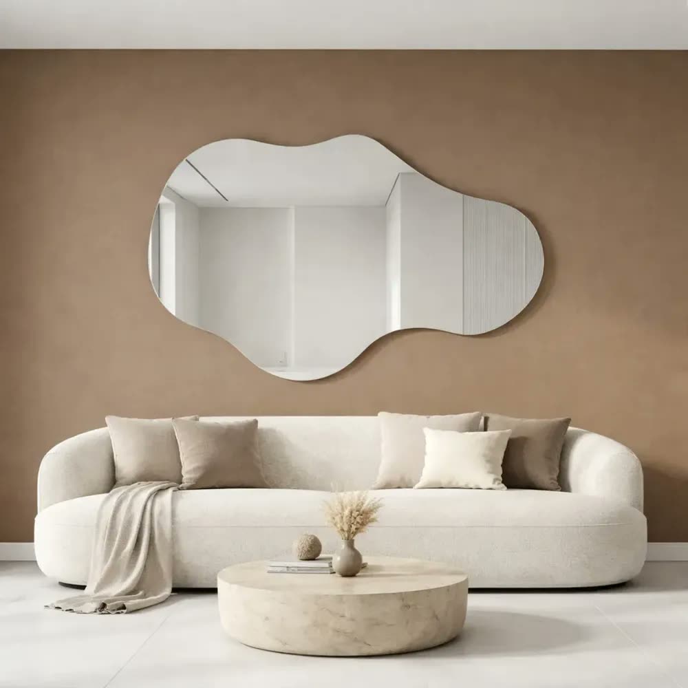 Espelho Orgânico Lopazzi 90x60cm Banheiro Lavabo Grande Design Moderno Luxo Decorativo Sala Quarto Vidro Cristal Lapidado Premium Com Suporte De Fixação E Fita Dupla Face Estilo Pinterest Original
